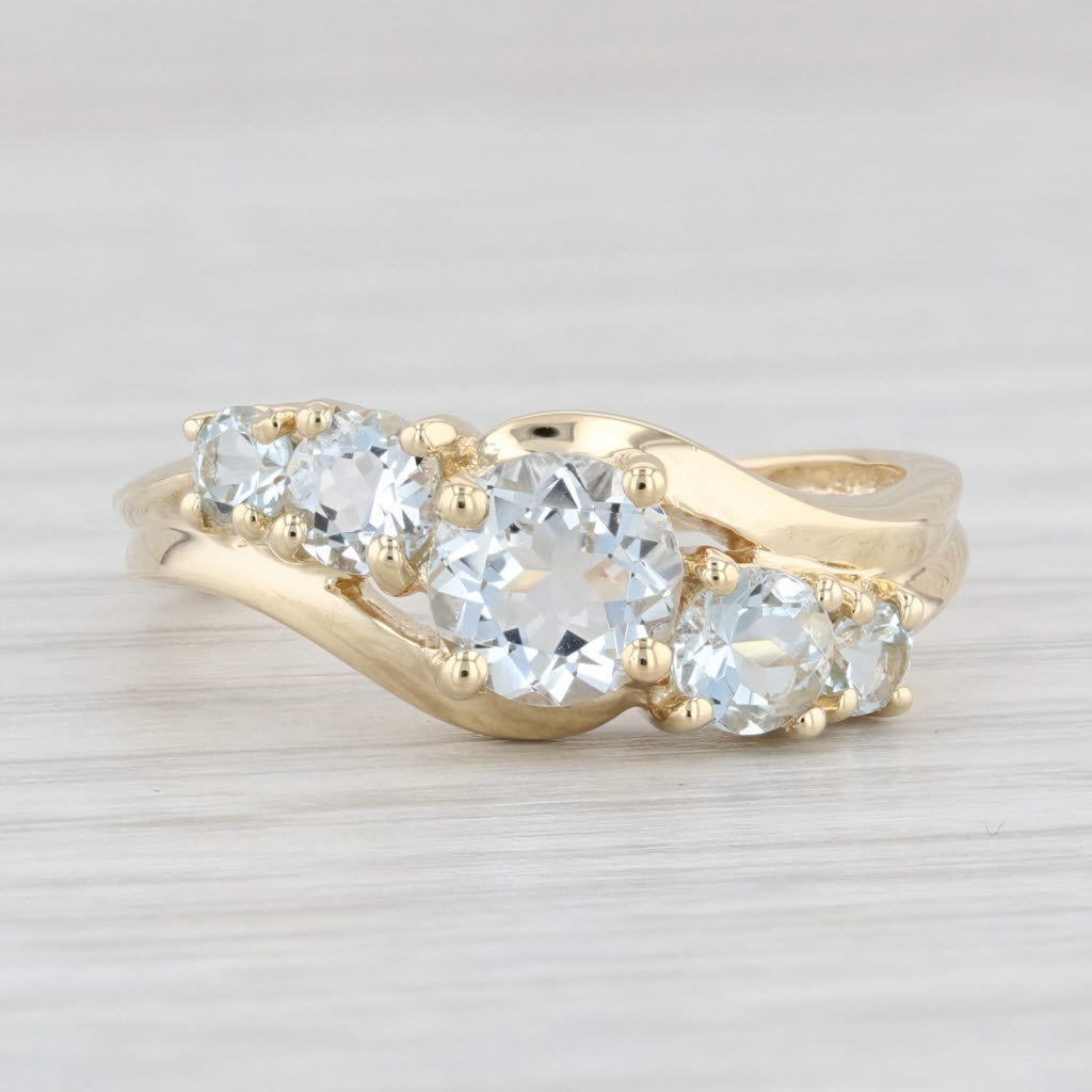 Light Gray 1.36ctw Aquamarine Bypass Ring 14k Yellow Gold Size 8 March Birthstone