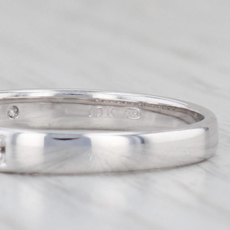 0.13ctw Diamond Wedding Band 10k White Gold Size 7 Ring Stackable Anniversary