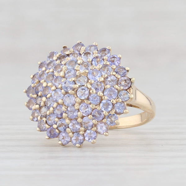 Light Gray 2.90ctw Tanzanite Cluster Ring 9k Yellow Gold Size 7 Cocktail