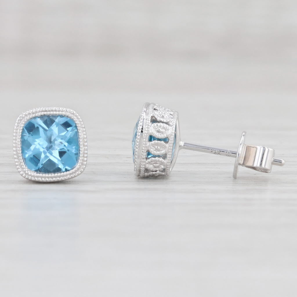 Light Gray New 2.15ctw Topaz Solitaire Stud Earrings 14k White Gold December Birthstone