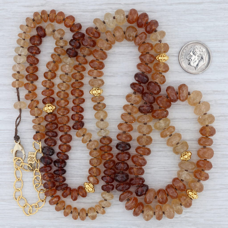 New Nina Nguyen Garnet Bead Necklace Sterling Silver Gold Vermeil Long Statement