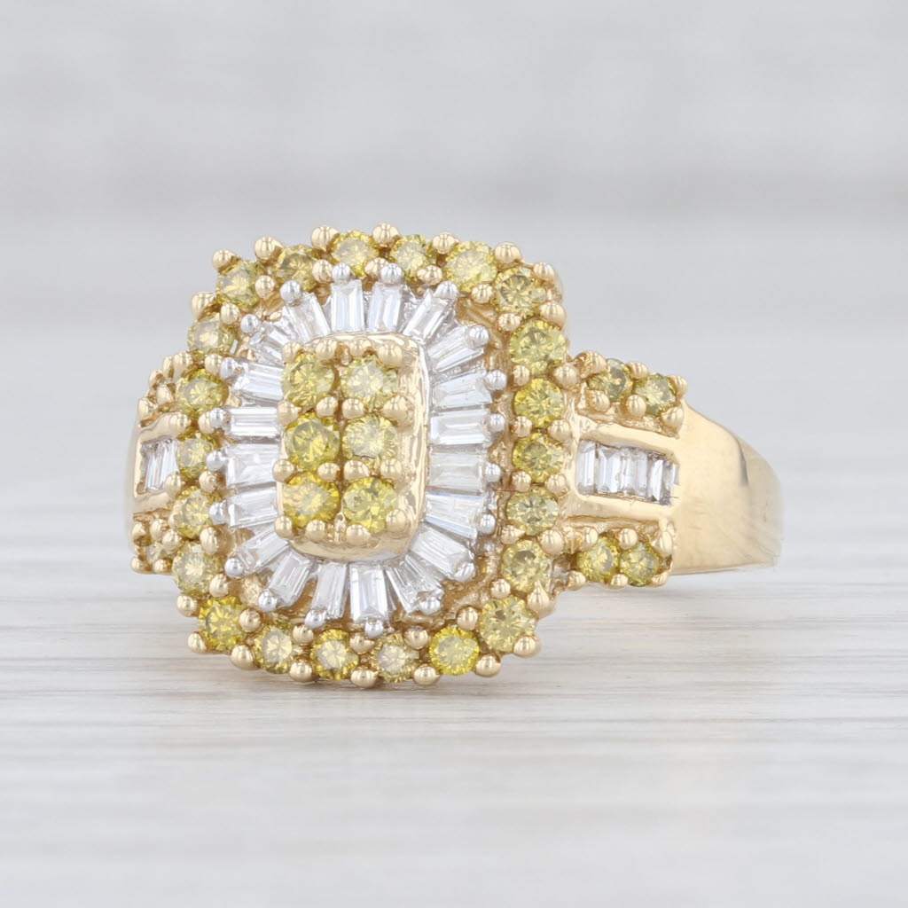 Light Gray New 1ctw Fancy Yellow White Diamond Halo Ring 14k Yellow Gold Size 8