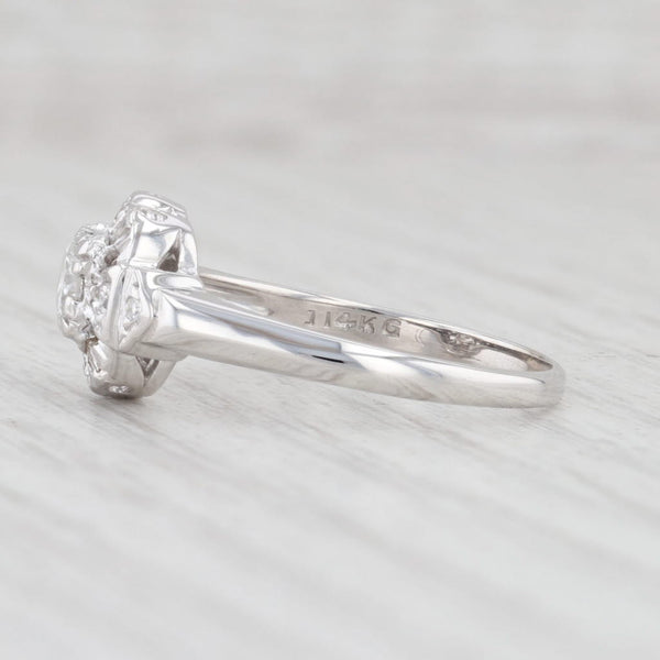 Light Gray Vintage 0.51ct Diamond Engagement Ring 14k White Gold Size 7.75
