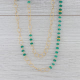 New Nina Nguyen Green Onyx Bead Necklace Melody Chain Sterling Gold Vermeil