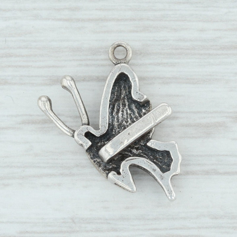 Light Gray Butterfly Charm Sterling Silver 925 Insect Jewelry