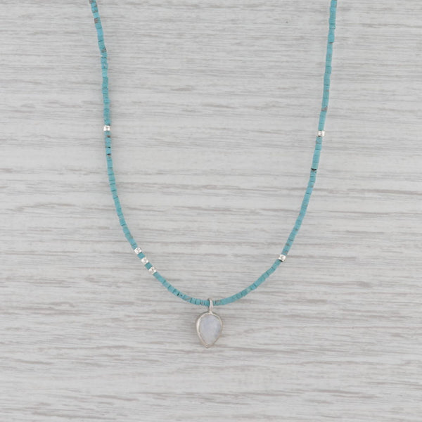 Gray New Nina Nguyen Moonstone Pendant Bead Turquoise Lotus Necklace Sterling Silver