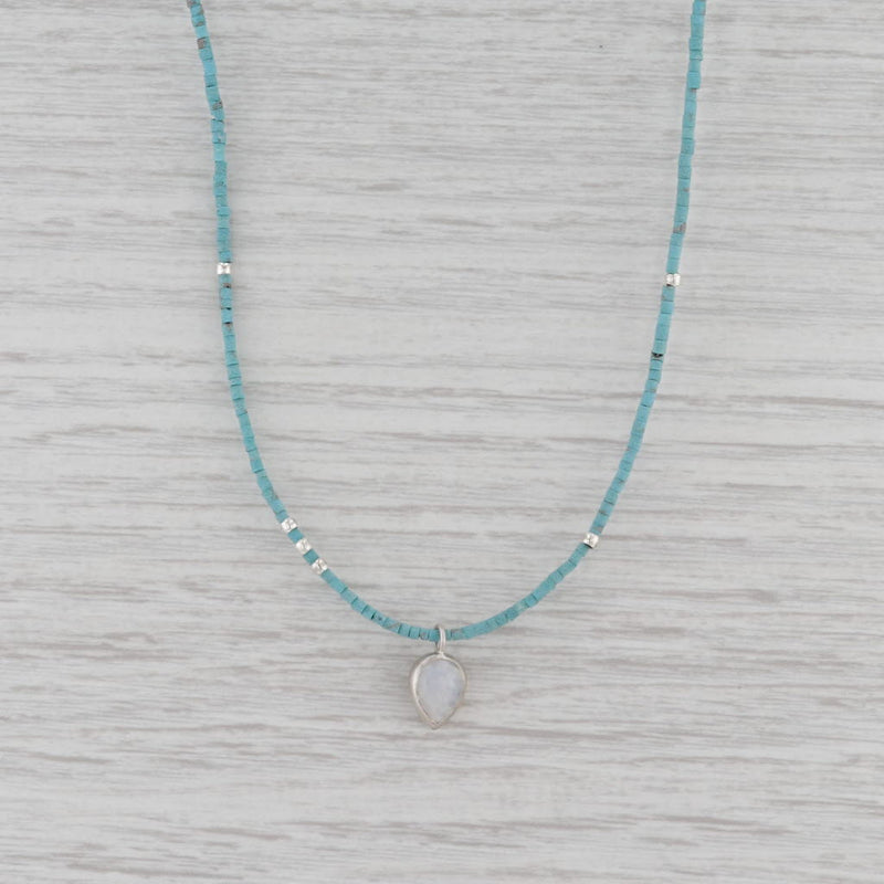 New Nina Nguyen Moonstone Pendant Bead Turquoise Lotus Necklace Sterling Silver