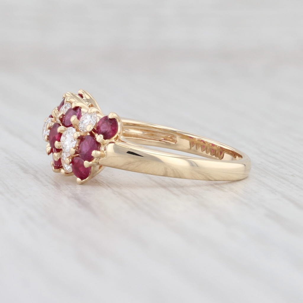 Light Gray 1.95ctw Ruby Diamond Cluster Ring 14k Yellow Gold Size 6.75