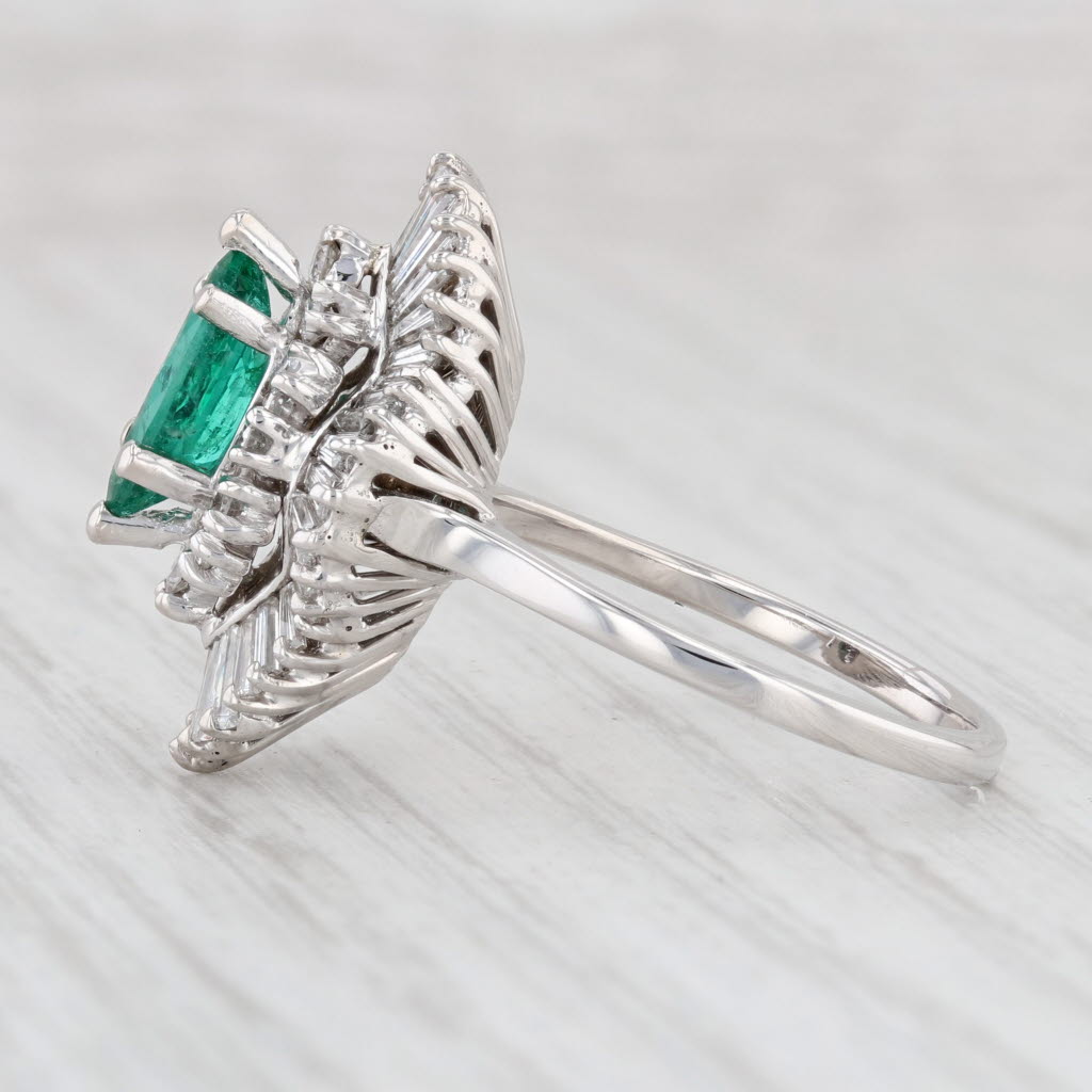 Light Gray 2.16ctw Emerald Diamond Halo Ring 18k White Gold Size 7.25 Cocktail