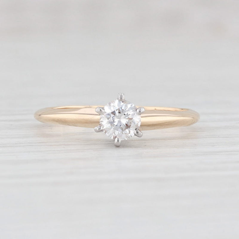 0.34ct VS2 Round Diamond Solitaire Ring 14k Yellow White Gold Size 5.25
