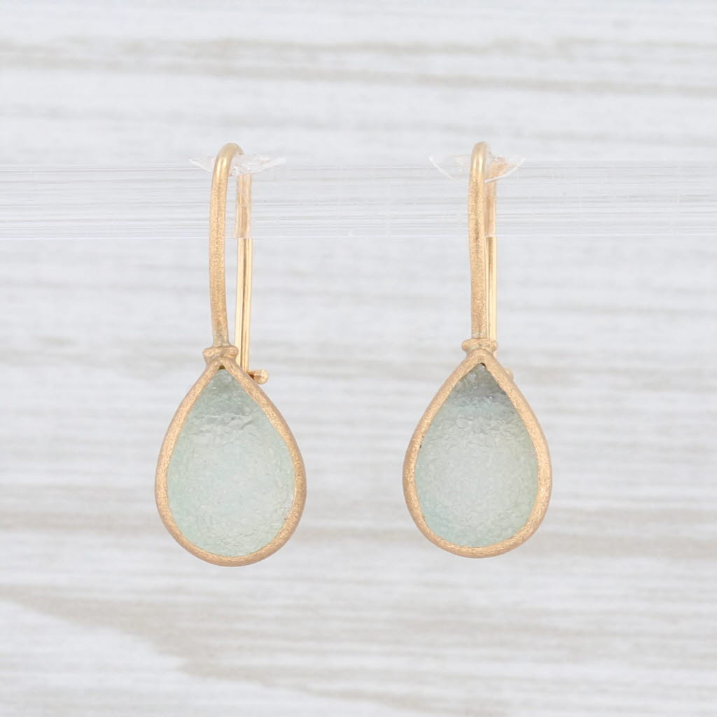 Light Gray New Nina Nguyen Druzy Aquamarine Drop Earrings 18k Yellow Gold Hook Posts