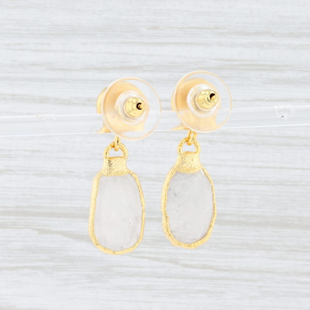 Beige New Nina Nguyen White Moonstone Dangle Earrings Sterling Gold Vermeil Drops