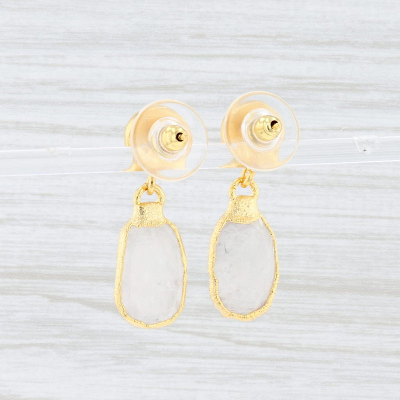 Beige New Nina Nguyen White Moonstone Dangle Earrings Sterling Gold Vermeil Drops
