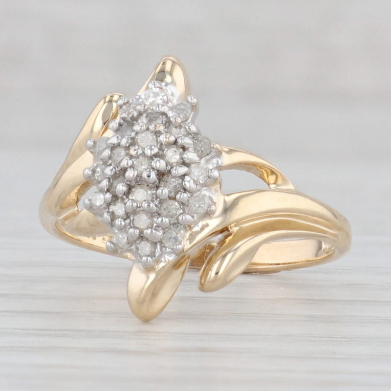 Light Gray Diamond Cluster Bypass Ring 10k Yellow Gold Size 7 Engagement
