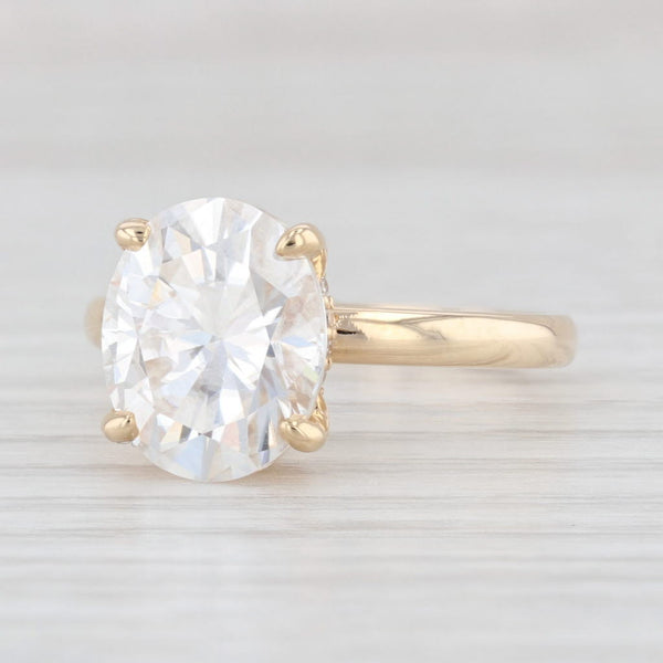 Light Gray New 3.8ct Moissanite Engagement Ring 14k Gold Size 6.5 Oval Solitaire Neo Card