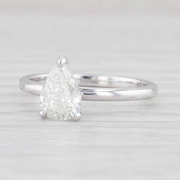 Light Gray New 0.97ct Pear Diamond Solitaire Engagement Ring 14k White Gold Size 7 GIA