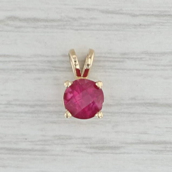 Gray New 0.85 Pink Tourmaline Pendant 14k Yellow Gold Small Round Solitaire Drop