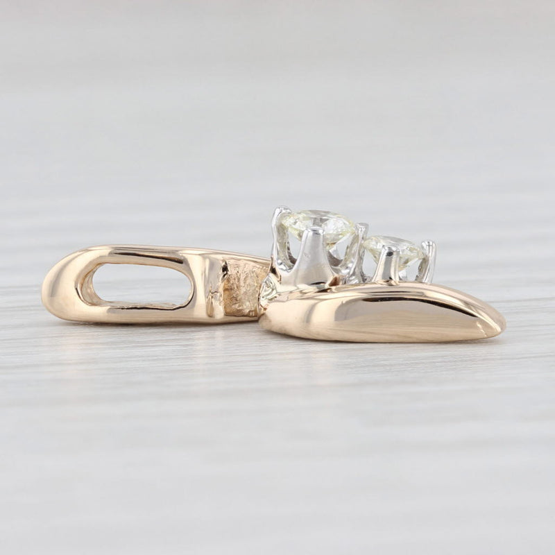 0.34ctw Diamond Drop Pendant 14k Yellow Gold 2-Stone Round