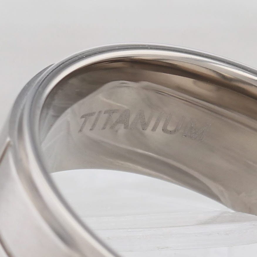 Light Gray New Beveled Brushed Titanium Ring Wedding Band Size 7.5