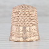 Gray Antique Size 7 Thimble 10k Yellow Gold Engraved Sewing Keepsake Collectible