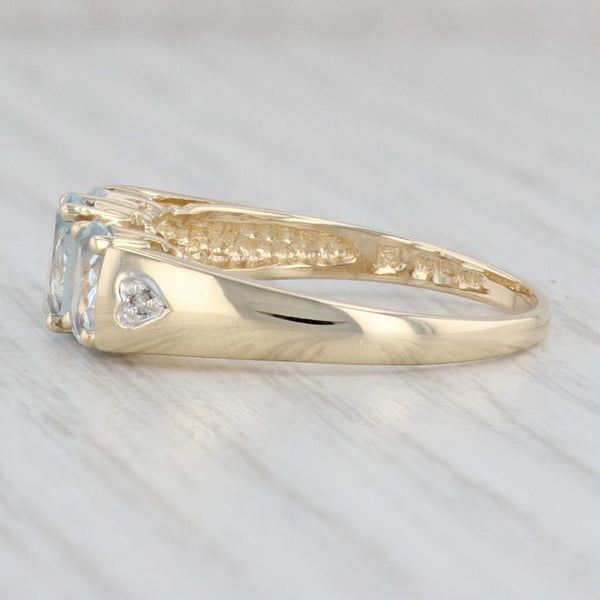 Light Gray 1.50ctw Aquamarine Oval 3-stone Ring 14k Gold Size 9.25 Diamond Heart Accents