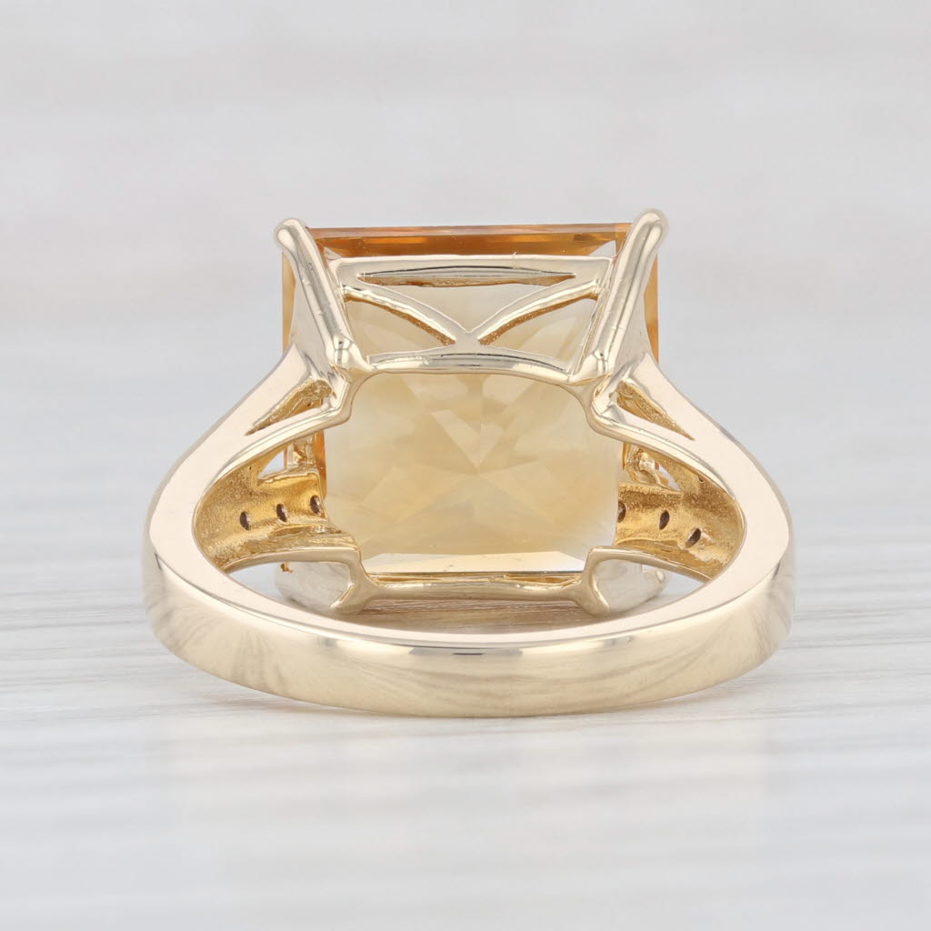 Light Gray 6.85ct Citrine Square Diamond Ring 14k Yellow Gold Size 6 Cocktail