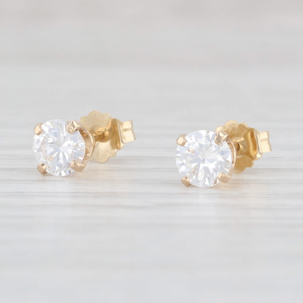 Light Gray New 0.70ctw Round Diamond Solitaire Stud Earrings 14k Gold April Birthstone