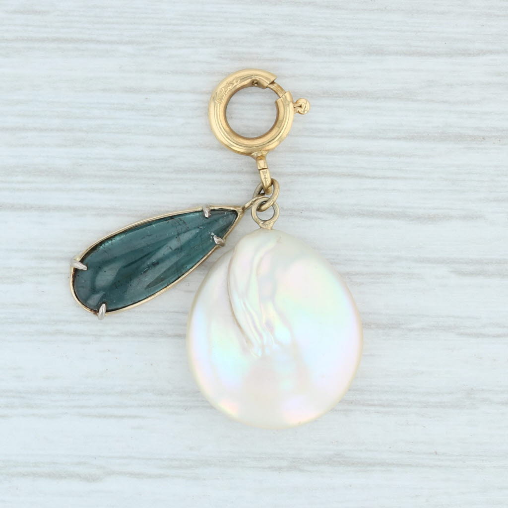 Light Gray Cultured Pearl Indicolite Charm 18k Gold Gemstone Drop Nordstrom Pendant