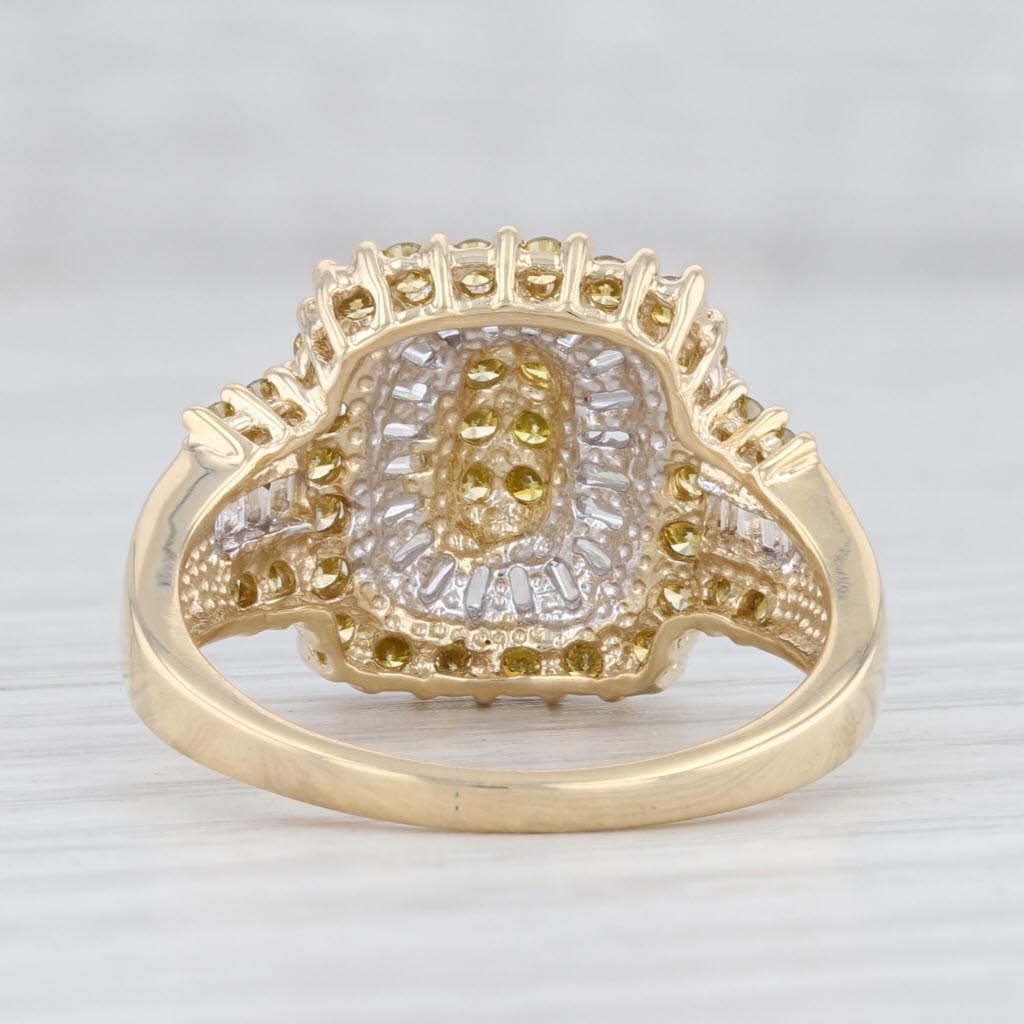 Light Gray New 1ctw Fancy Yellow White Diamond Halo Ring 14k Yellow Gold Size 8