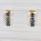 Light Gray 1.76ctw Blue Sapphire Diamond Hoop Huggie Earrings 18k Yellow Gold Snap Top