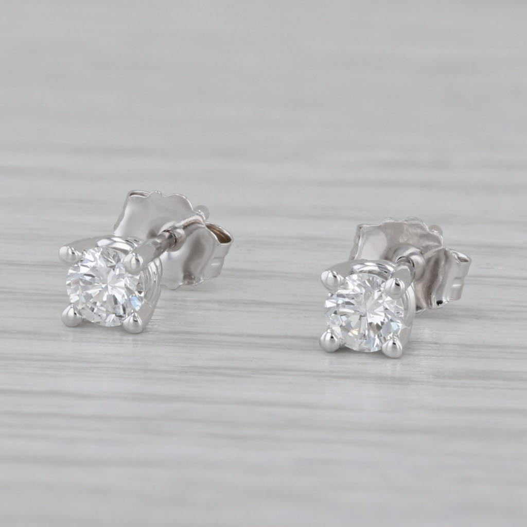 Gray New 0.32ctw Diamond Stud Earrings 14k White Gold Round Solitaire Studs