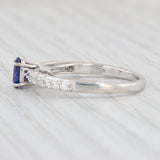 Light Gray 1.04ctw Oval Blue Sapphire White Zircons Ring Sterling Silver Size 7