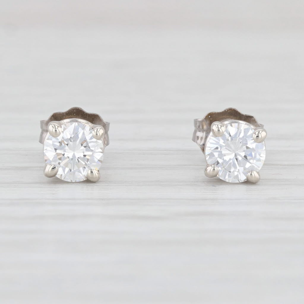 Light Gray New 0.60ctw Diamond Stud Earrings 14k White Gold Round Brilliant Studs