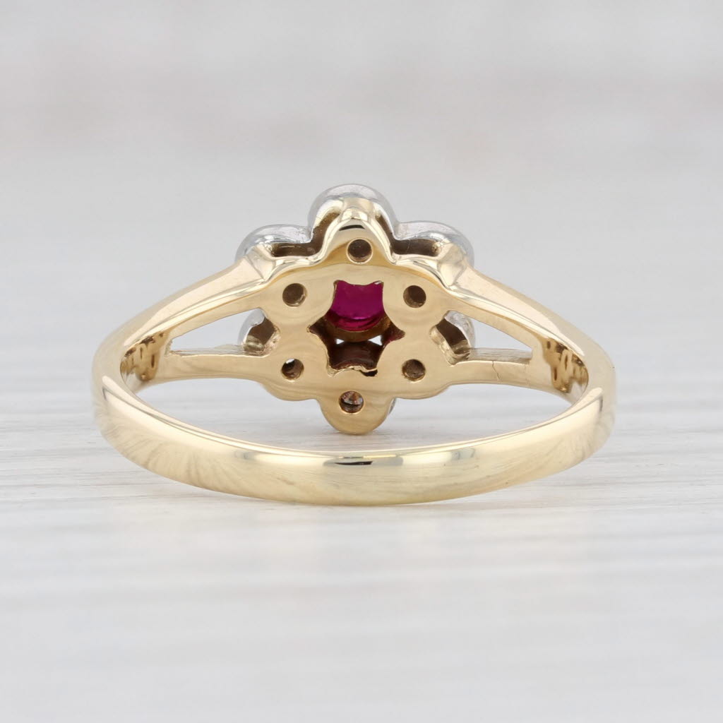 Light Gray 0.60ctw Ruby Diamond Halo Flower Ring 14k Gold Size 7 Engagement