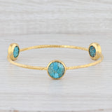 Light Gray New Nina Nguyen Floral Turquoise 8" Bangle Bracelet Sterling 22k Gold Vermeil