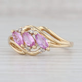 Light Gray 0.89ctw Pink Sapphire Diamond Ring 14k Yellow Gold Size 8.25