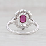 New 0.49ctw Ruby Diamond Halo Ring 18k White Gold Size 6.75 Engagement