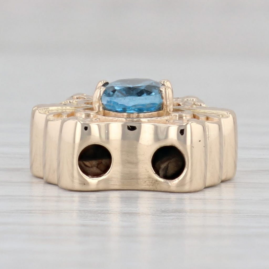 Light Gray 1ct Oval Blue Topaz Slide Charm 14k Yellow Gold Daffer Vintage