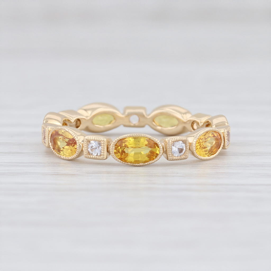 Light Gray New Beverley K 2.22ctw Yellow Sapphire Stackable Ring 14k Gold Eternity Band 6.5