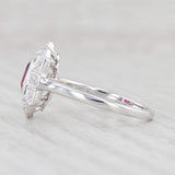 New 0.49ctw Ruby Diamond Halo Ring 18k White Gold Size 6.75 Engagement