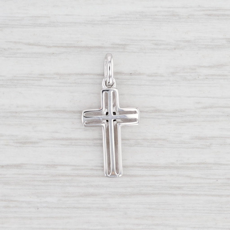 Light Gray New Cross Pendant Princess Black Diamond Sterling Silver Religious Jewelry
