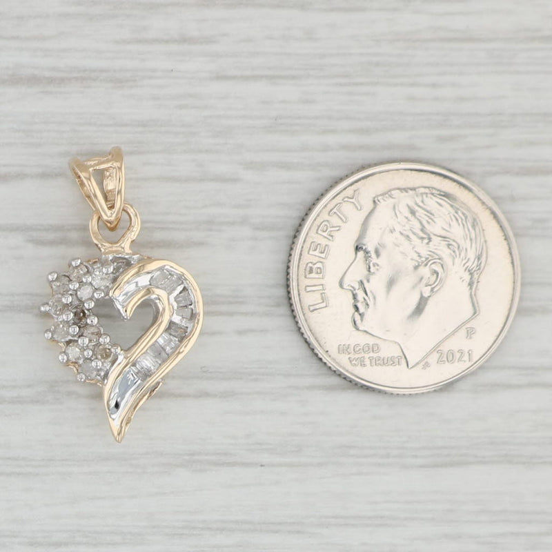 0.16ctw Diamond Open Heart Pendant 10k Gold Small Drop
