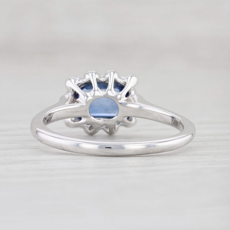 Light Gray New 0.81ctw Blue Sapphire White Diamond Halo Ring 14k White Gold 6.5 Engagement