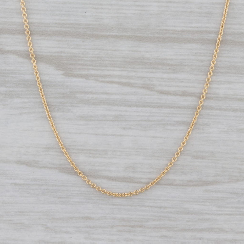 New Round Curb Chain Necklace 18k Yellow Gold 18" 0.8mm Lobster Clasp