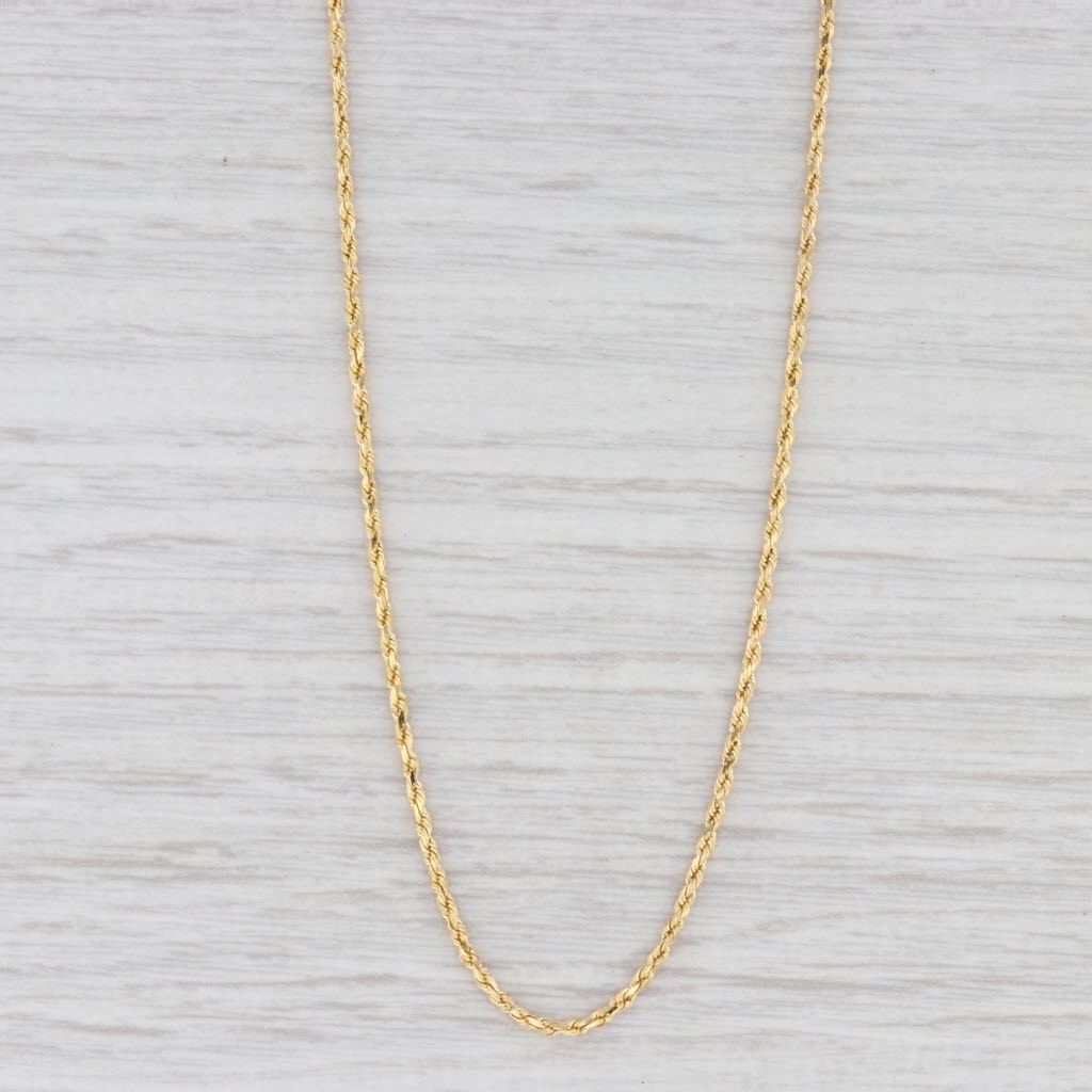 Light Gray New Rope Chain Necklace 14k Yellow Gold 18" 1.4mm Italian