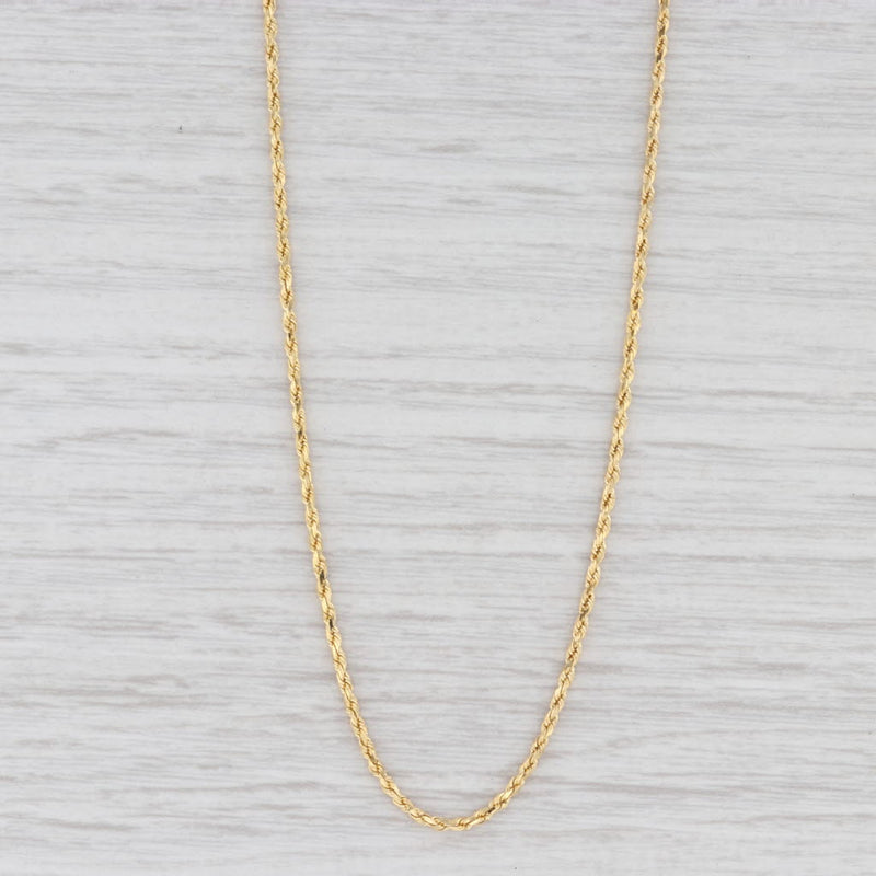 Light Gray New Rope Chain Necklace 14k Yellow Gold 16" 1.4mm Italian