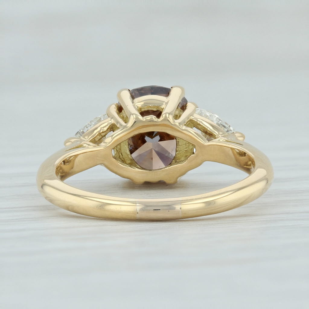 Light Gray 2.53ctw Brown Diamond Ring White Accents 18k Yellow Gold Sz 5.5 Engagement GIA