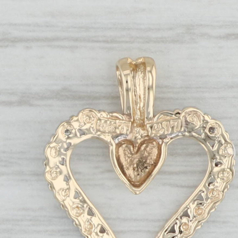 Gray Diamond Accented Open Heart Pendant 10k Yellow Gold Keepsake Gift