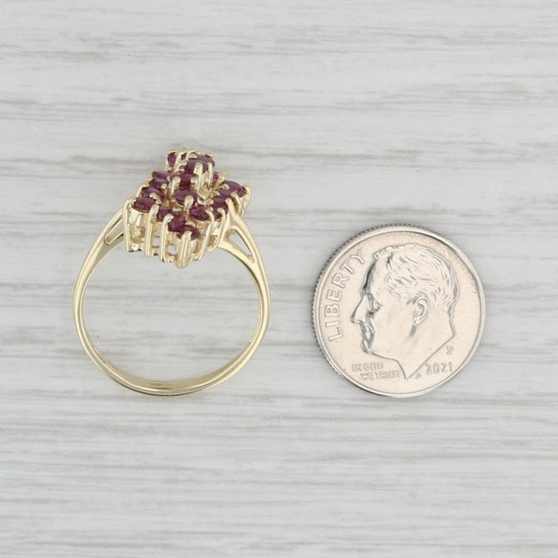 1.26ctw Ruby Cluster Ring 14k Yellow Gold Size 7.5 Bypass