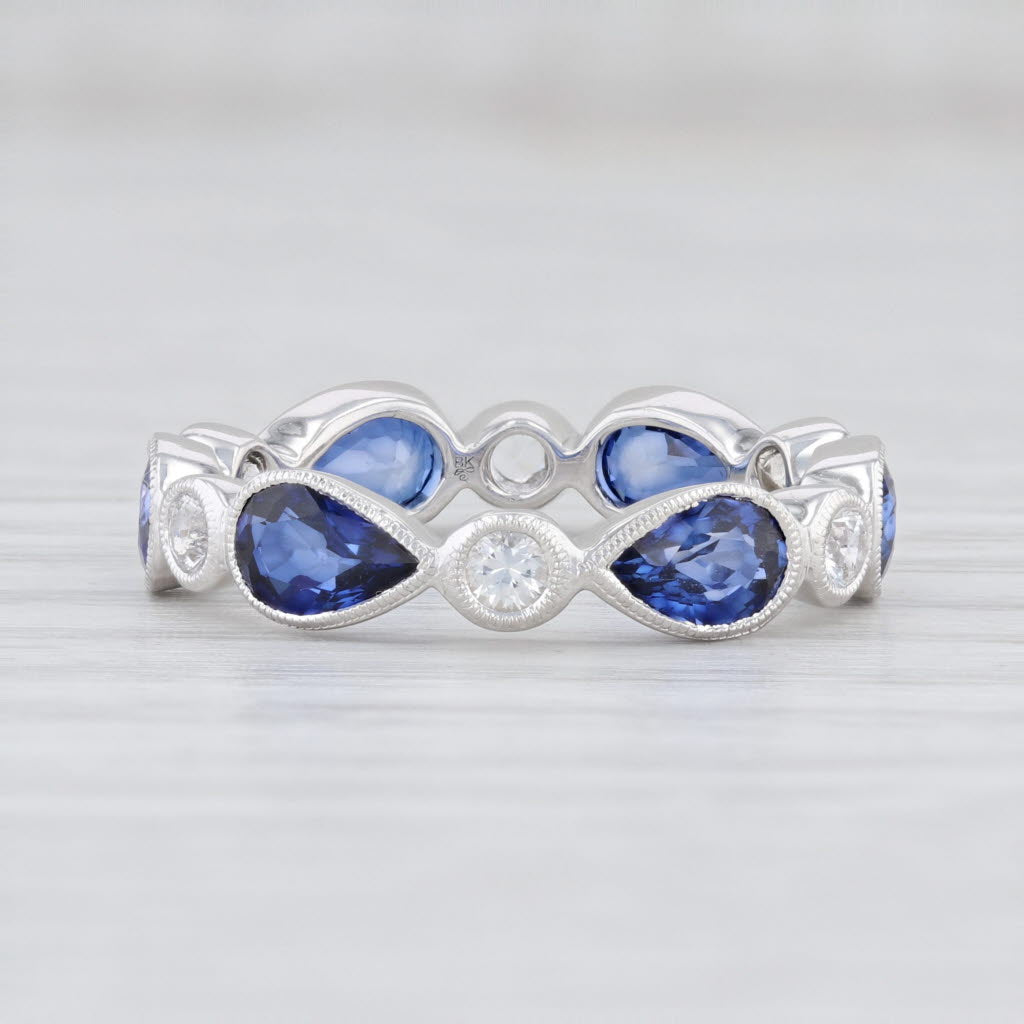 Light Gray New Beverley K Blue White Sapphire Eternity Band 14k Gold Stackable Ring SZ 6.25